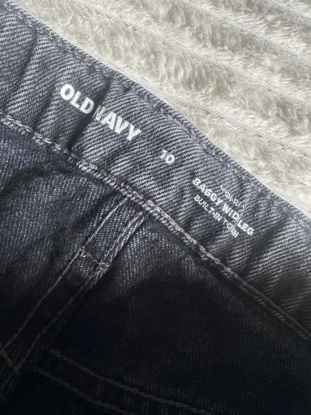 Zara Embroidered Cherry Jeans and Old Navy Baggy Mid-Leg Jeans